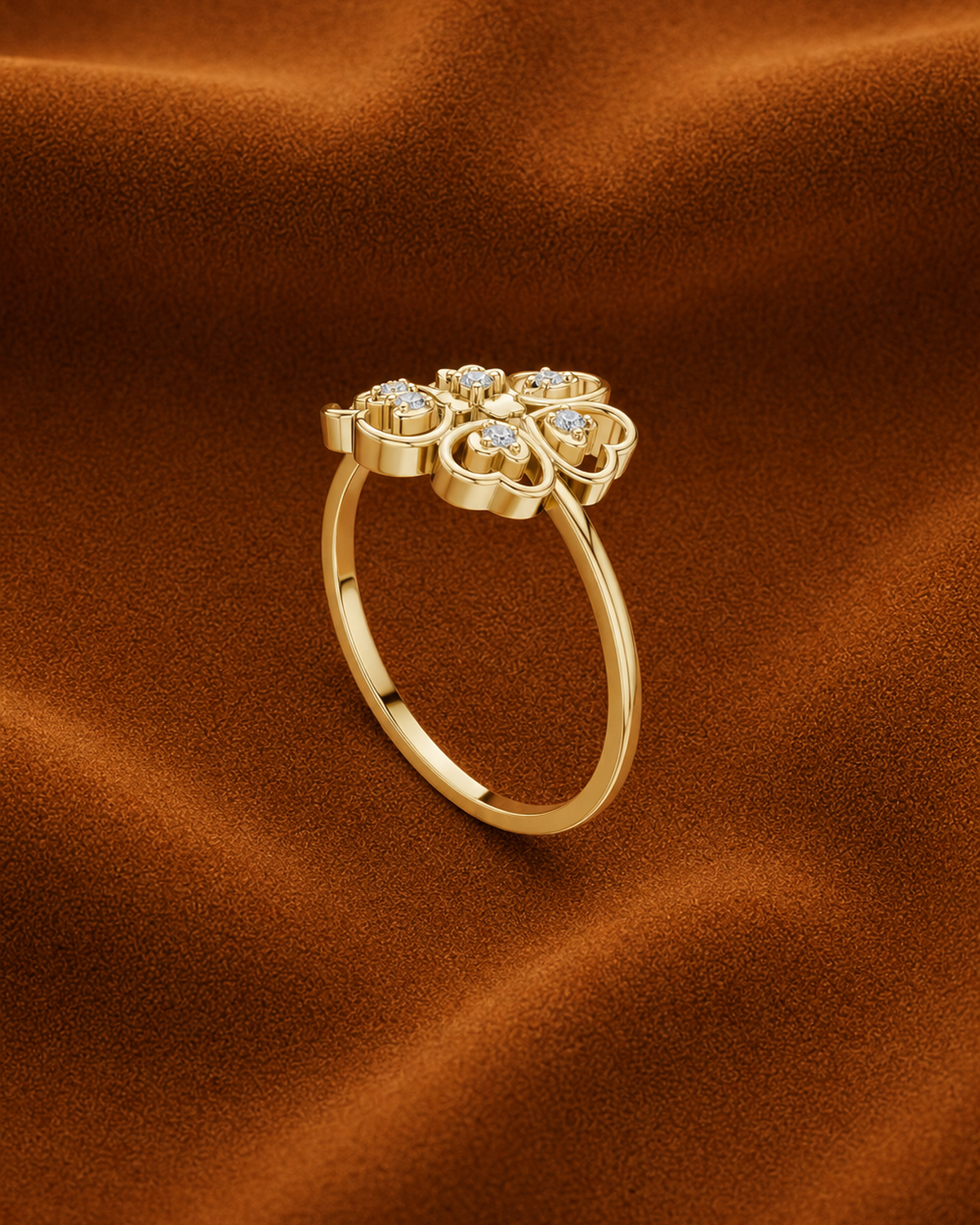 Heart Quatrefoil Ring by MONICONIC