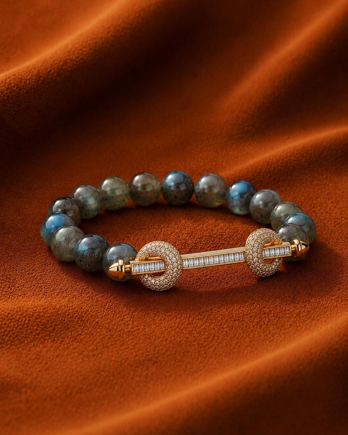 Grey Moonstone Sculptural Bar Bracelet