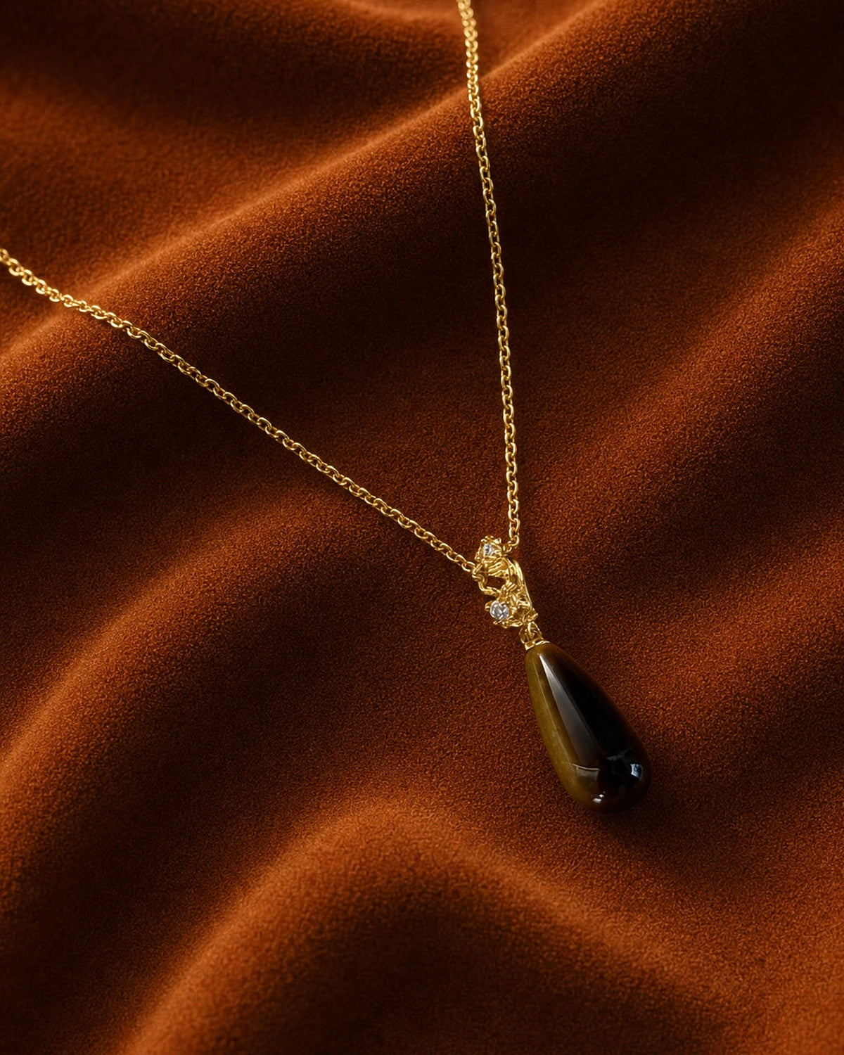 Tiger’s Eye Teardrop Necklace