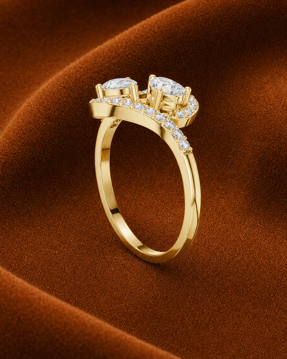Twin Pear Bypass Ring by MONICONIC