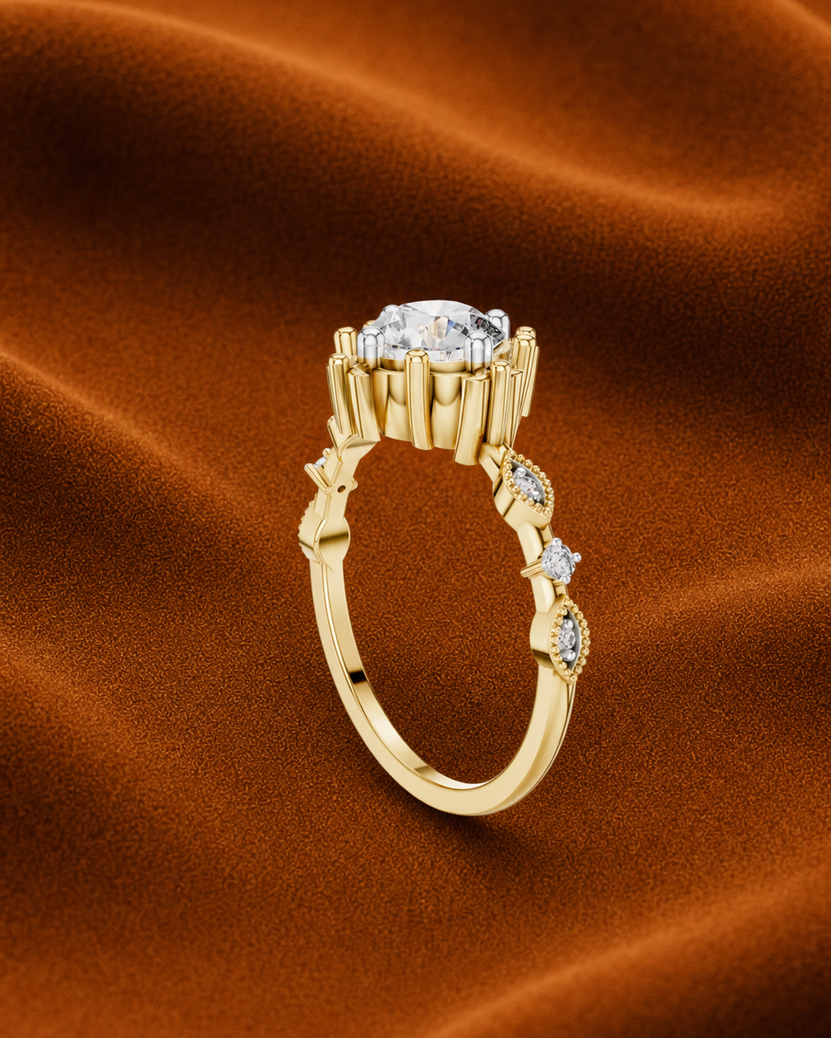 Floral Collet Solitaire Ring by MONICONIC