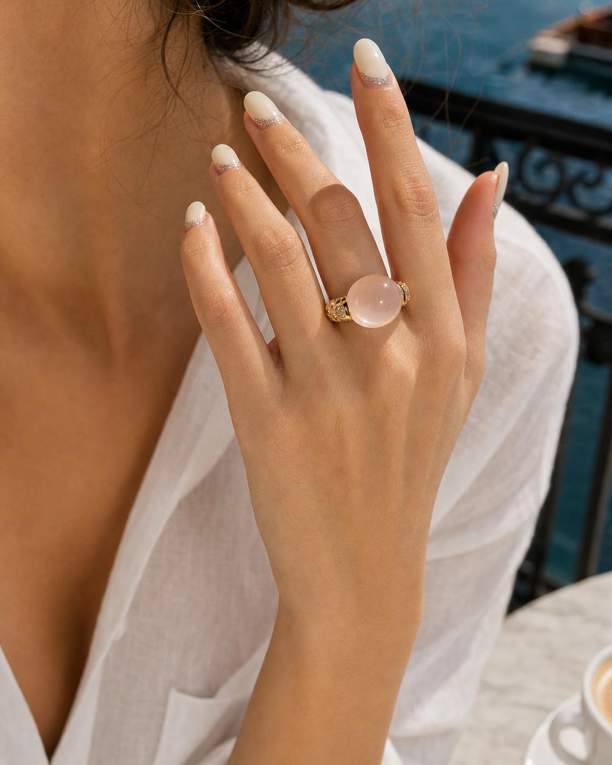 Blush Dome Crystal Ring by MONICONIC