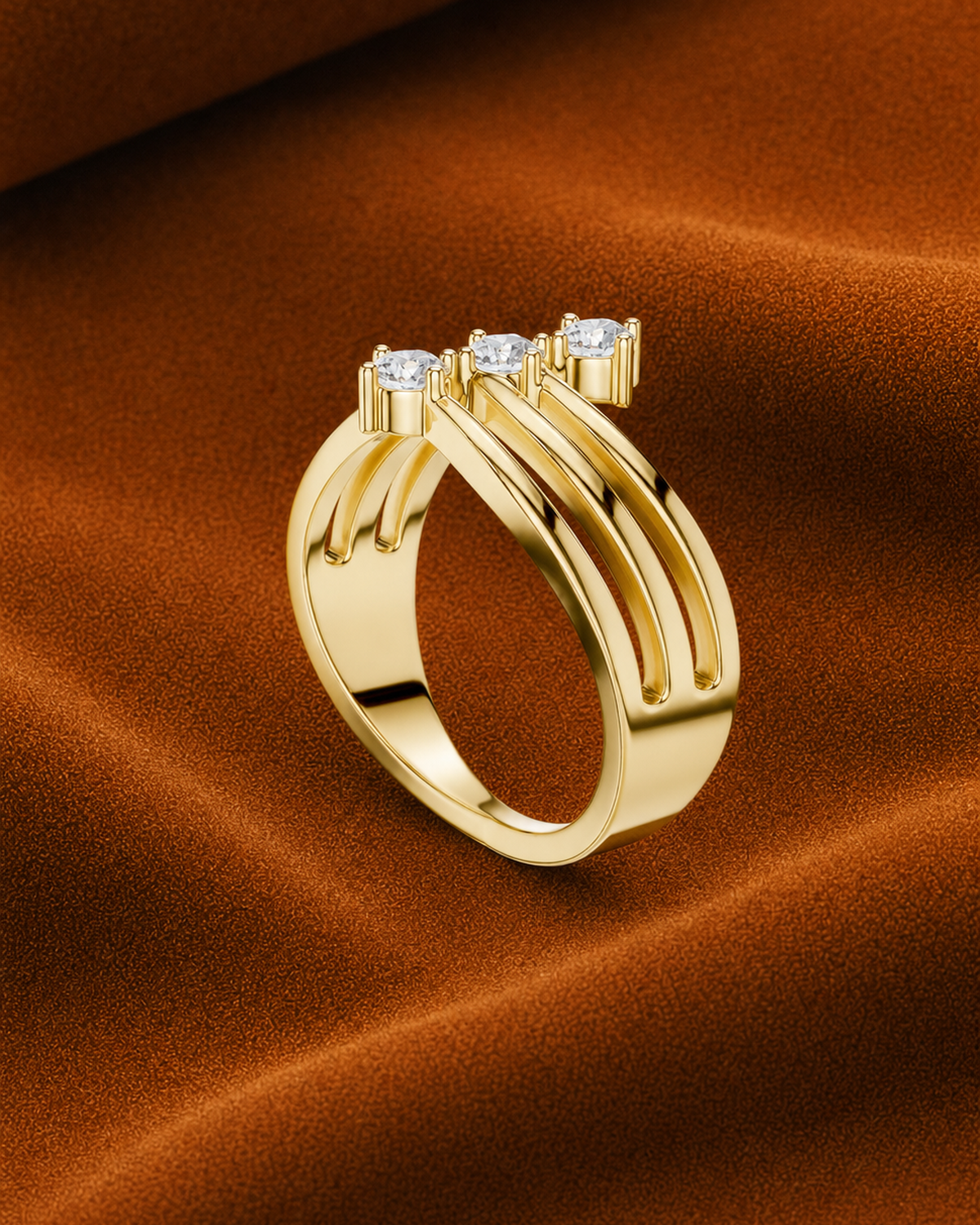 Vertical Trio Diamond Ring by MONICONIC