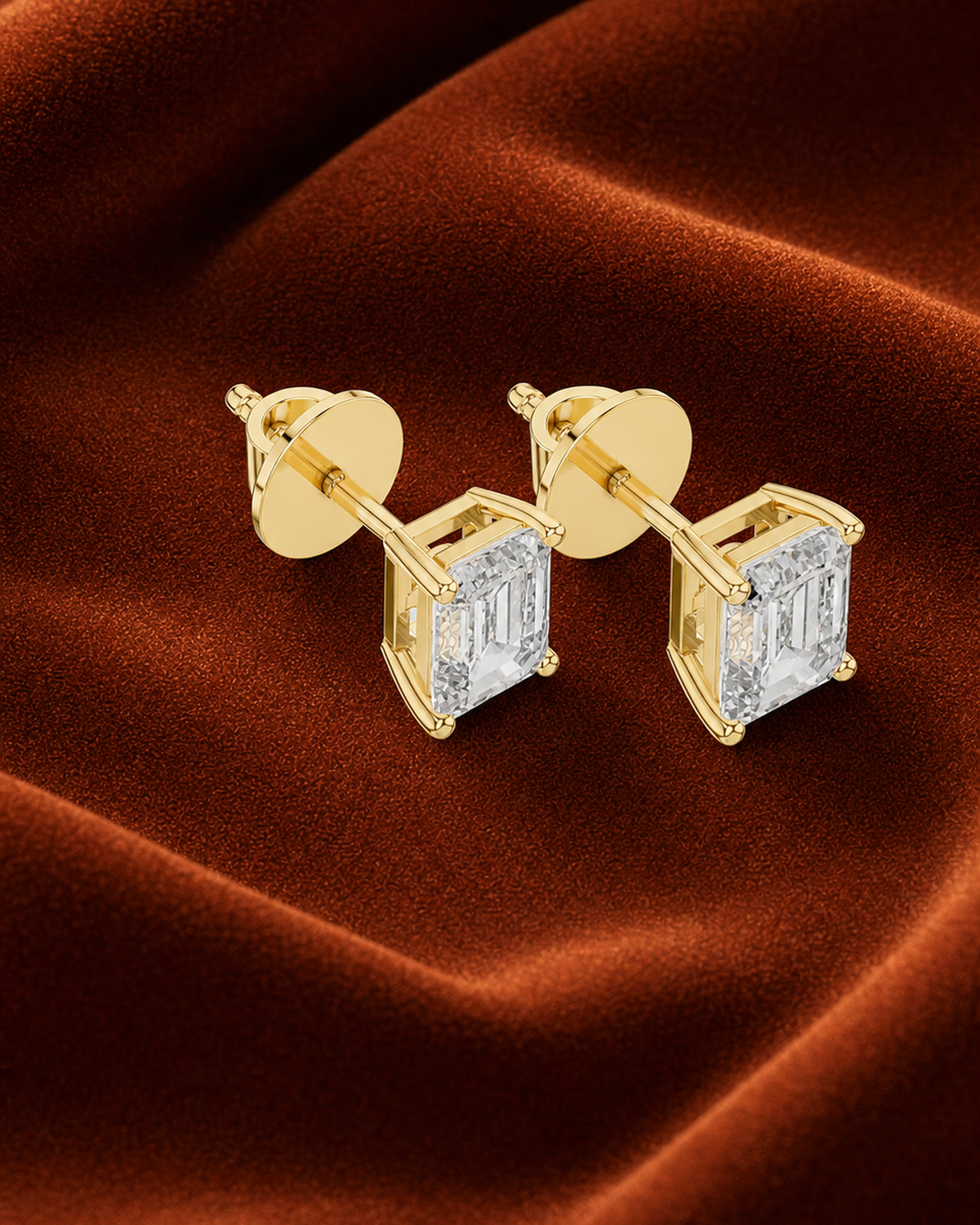 Emerald-Cut Lab-Grown Diamond Stud Earrings by MONICONIC