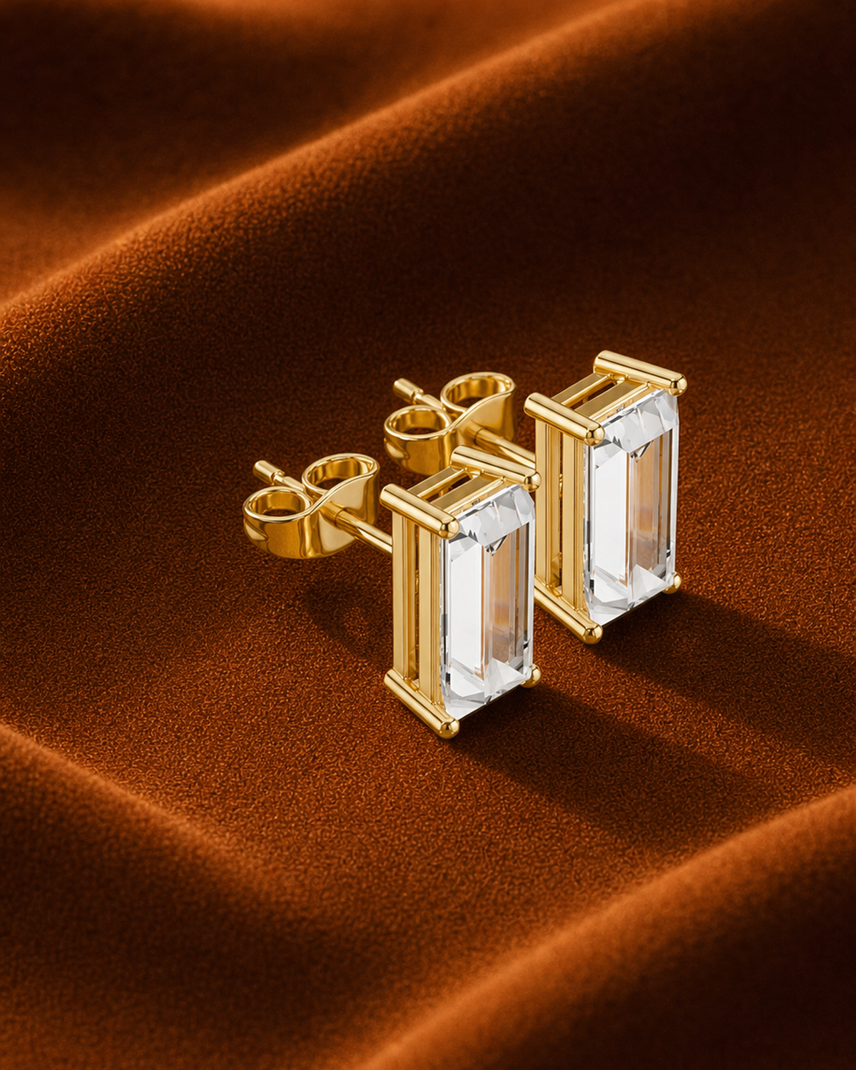 Baguette Diamond Stud Earrings by MONICONIC
