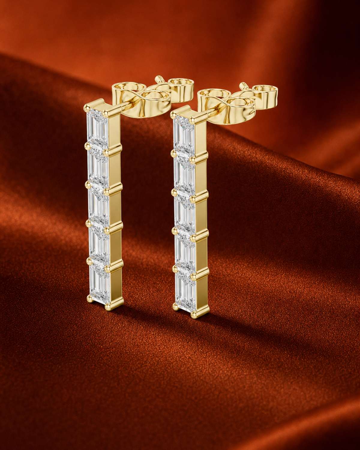 Emerald-Cut Bar Dangle Earrings by MONICONIC