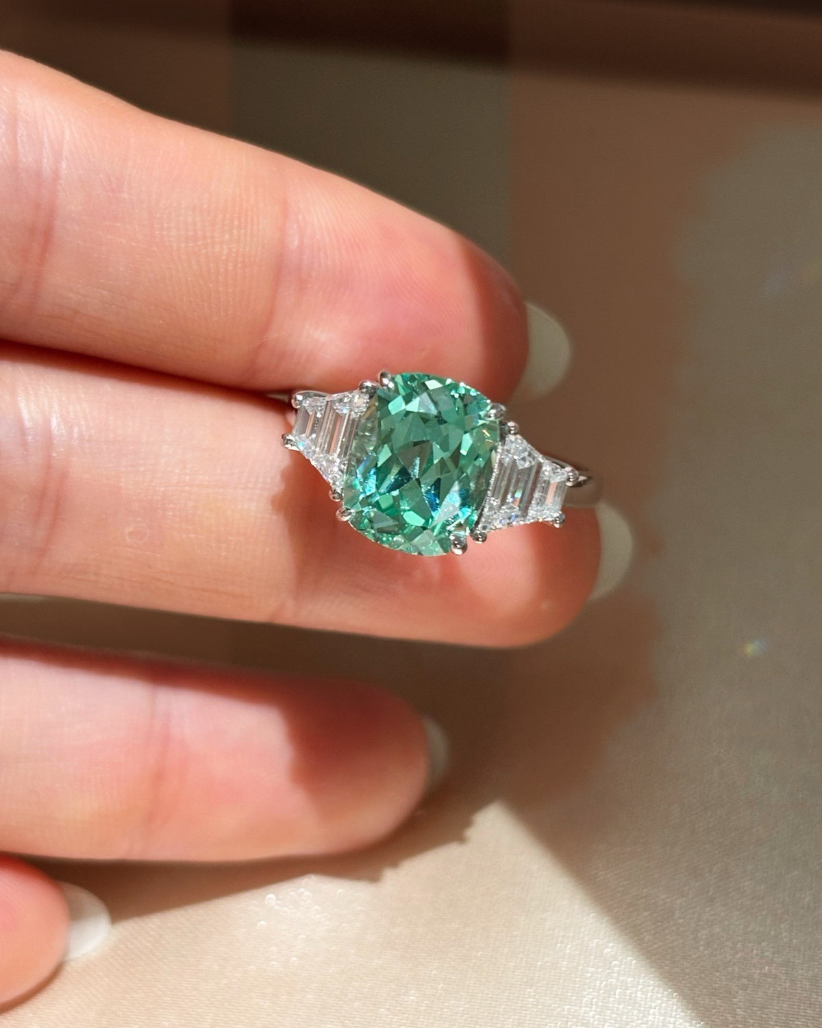 Paraiba Three-Stone Ring by MONICONIC