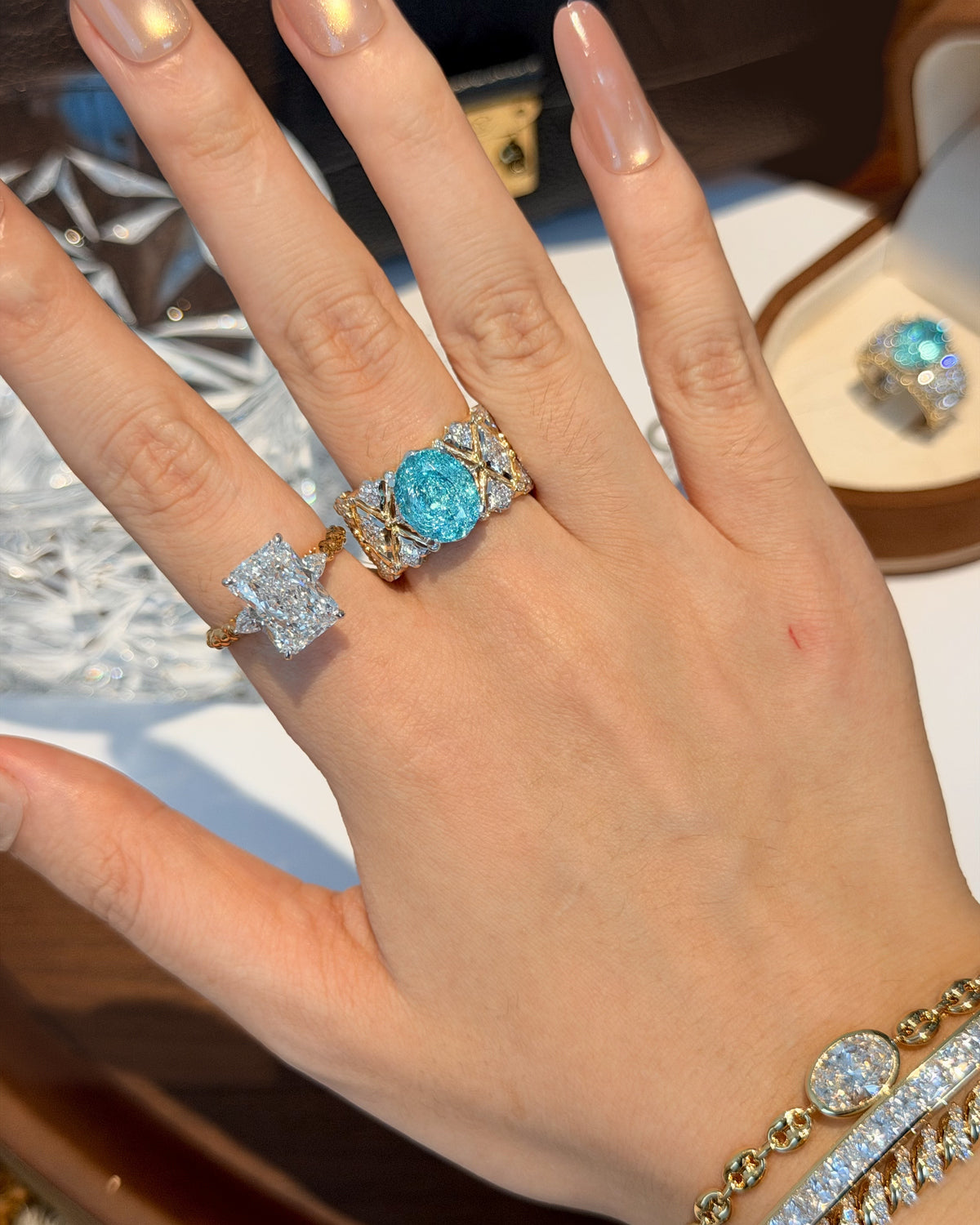 Aqua Lattice Ring by MONICONIC