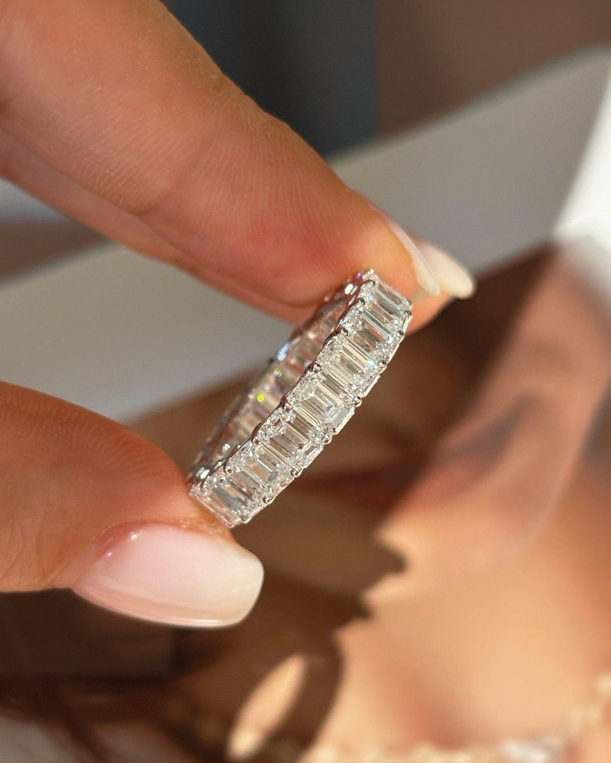 Emerald Line Eternity Ring by MONICONIC