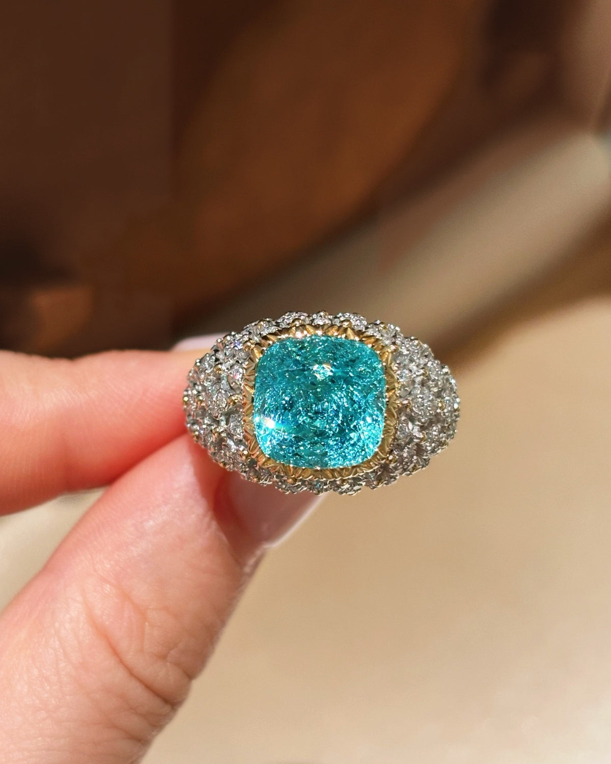 Paraiba Cushion Ring by MONICONIC