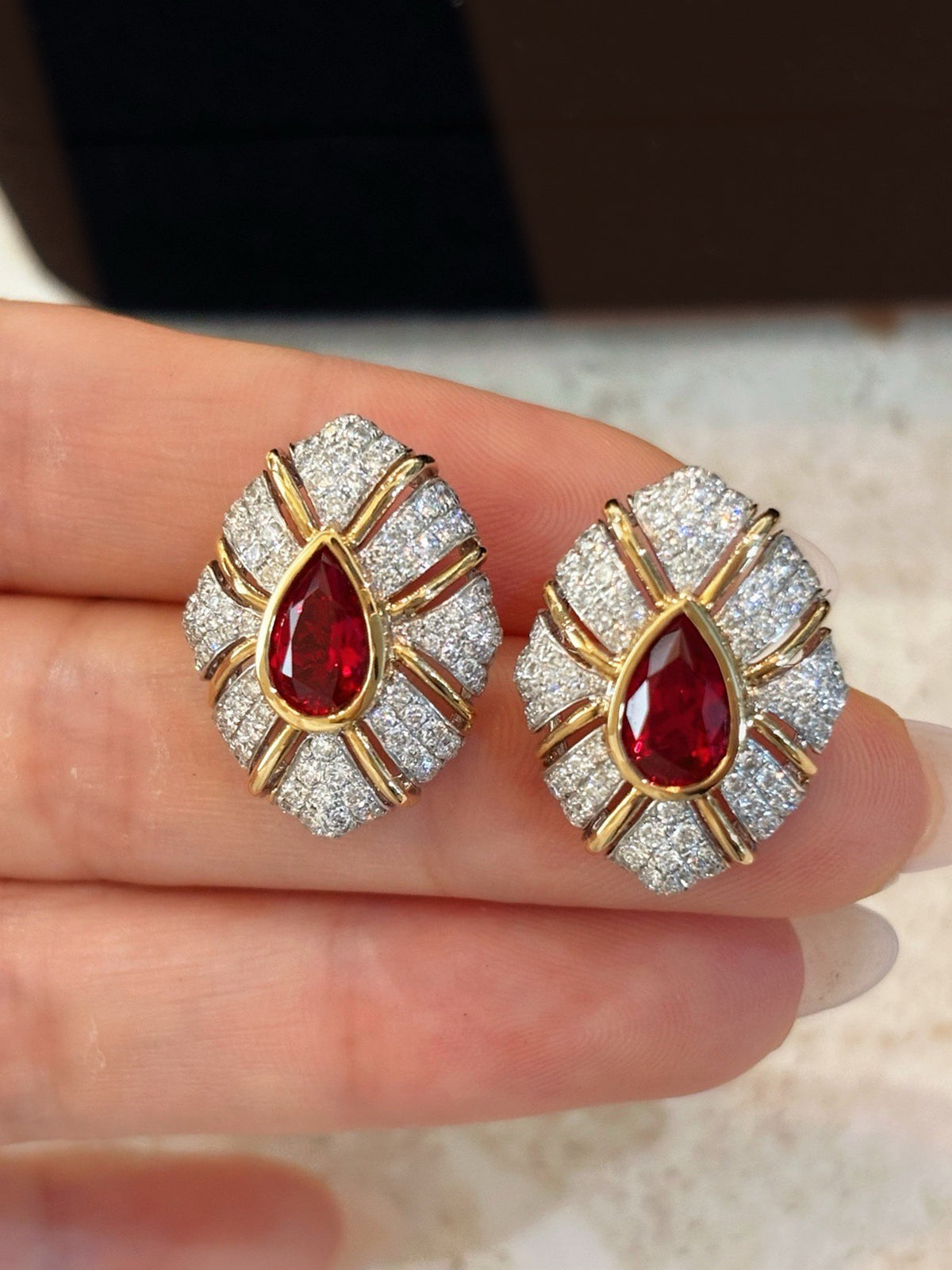 Teardrop Ruby Stud Earrings by MONICONIC