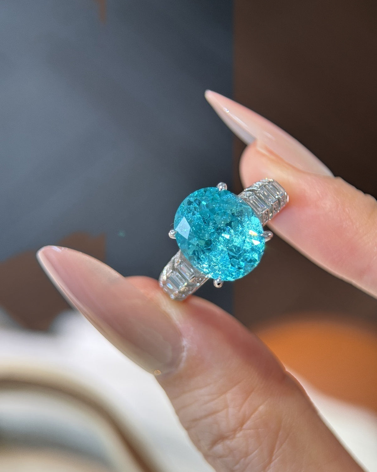Paraiba Baguette Ring by MONICONIC