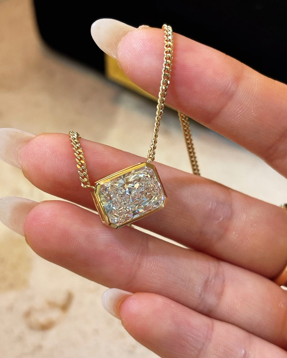 Edge Bezel Necklace by MONICONIC