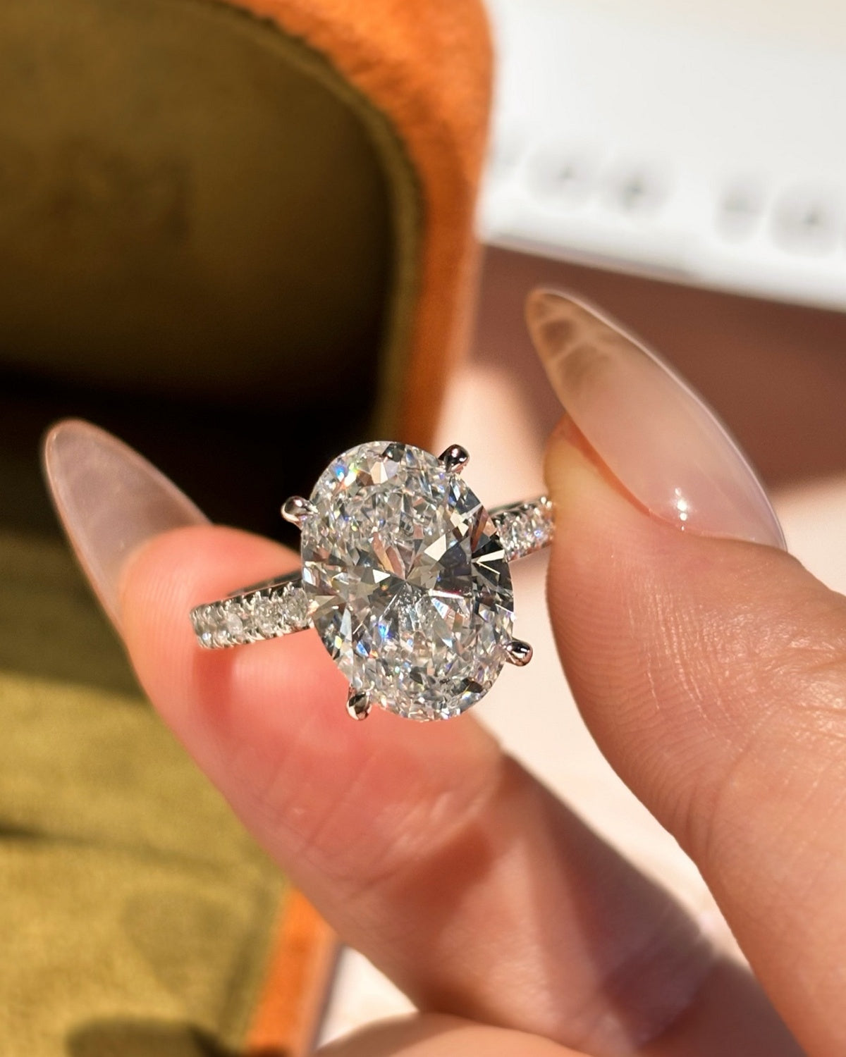 Oval Pavé Solitaire Ring by MONICONIC