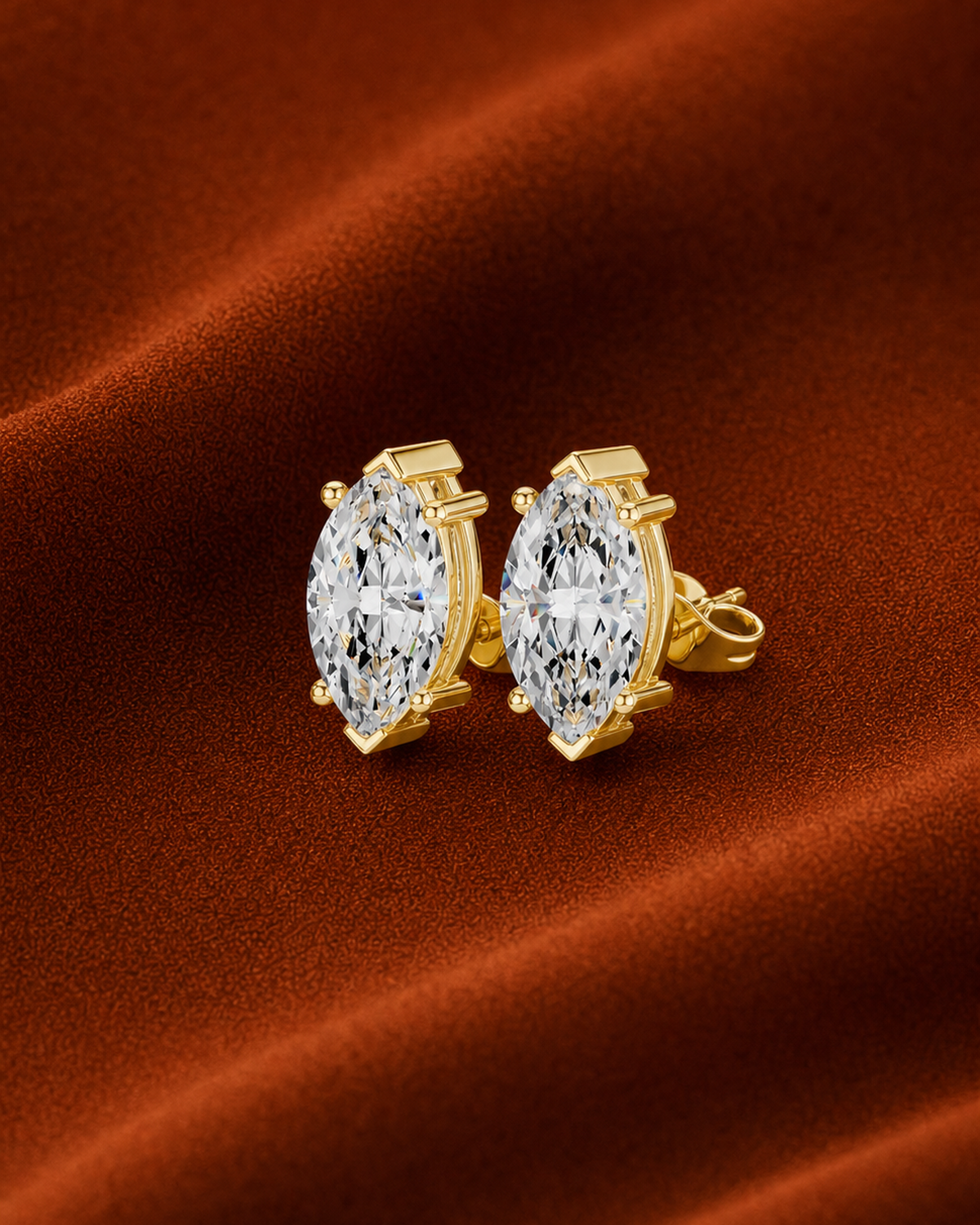 Marquise Solitaire Diamond Stud Earrings by MONICONIC