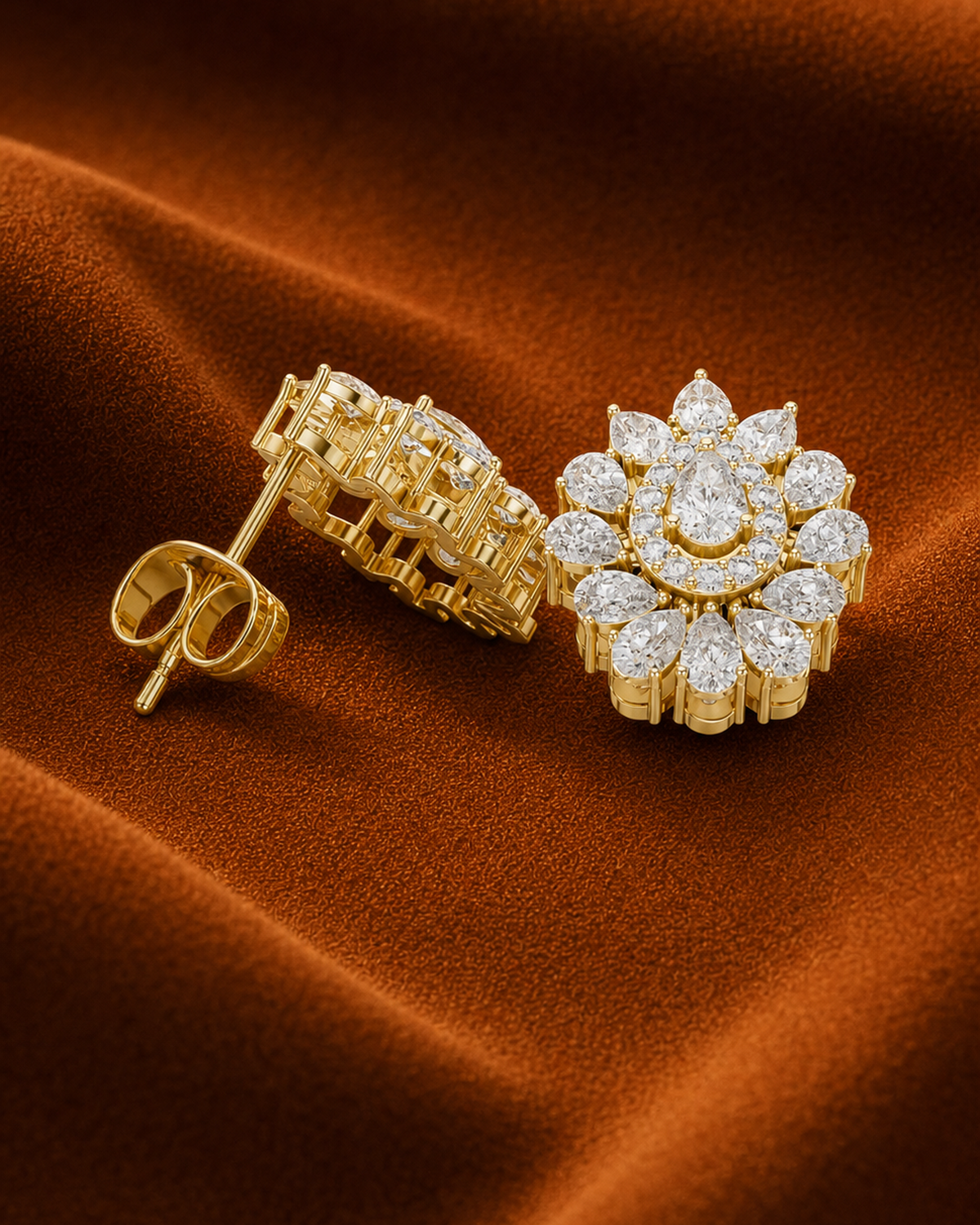 Pear Halo Cluster Studs by MONICONIC