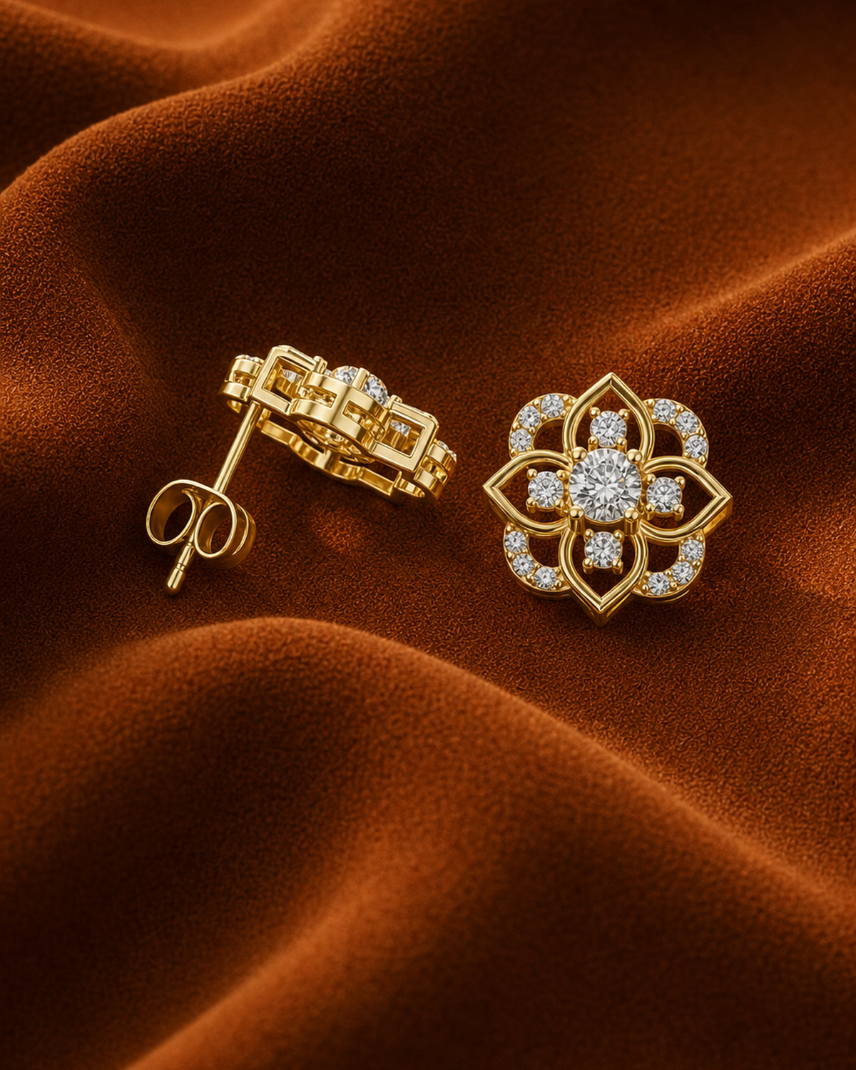 Quatrefoil Diamond Stud Earrings by MONICONIC