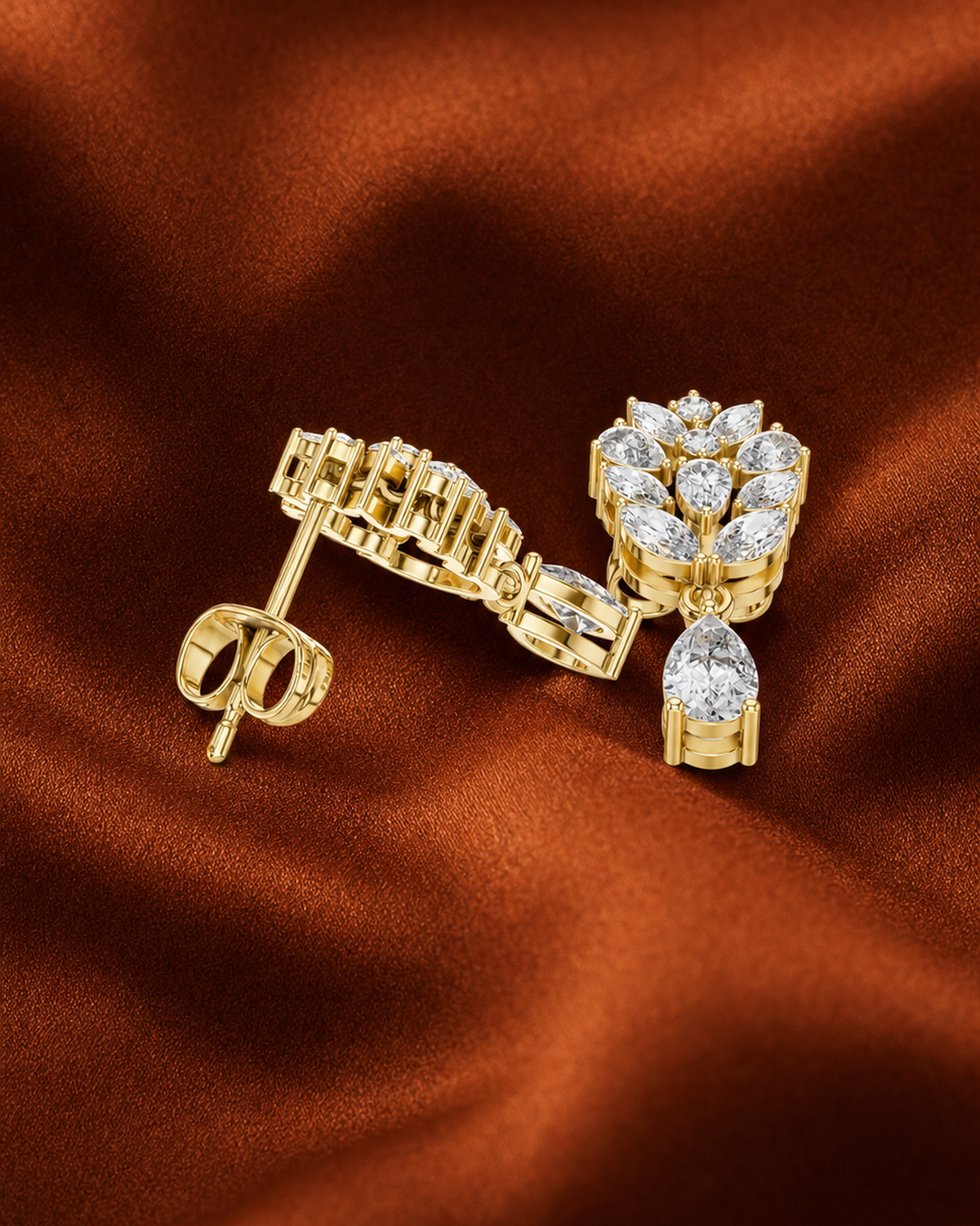 Marquise Cluster Pear Drop Earrings by MONICONIC