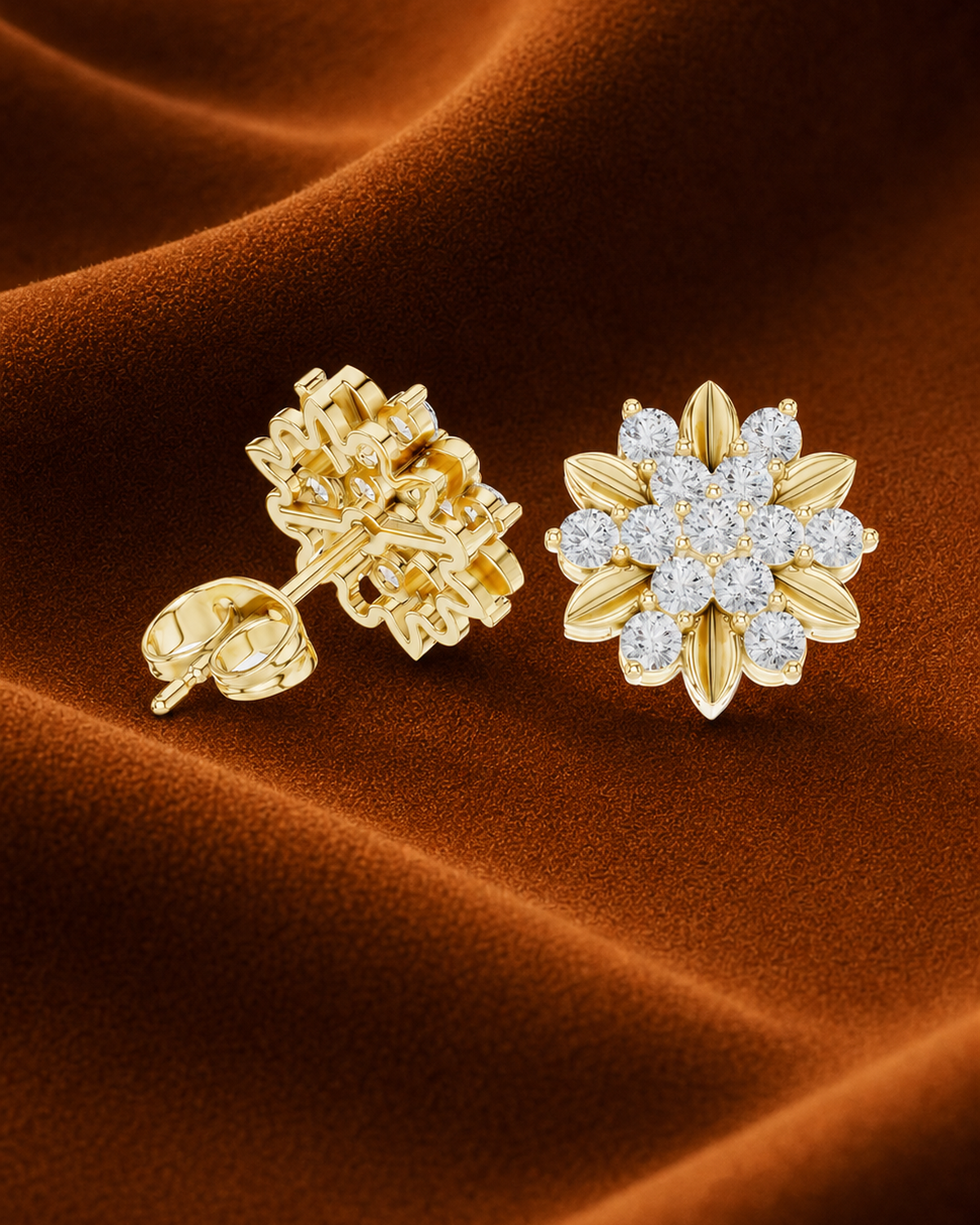 Petal Cluster Diamond Stud Earrings by MONICONIC