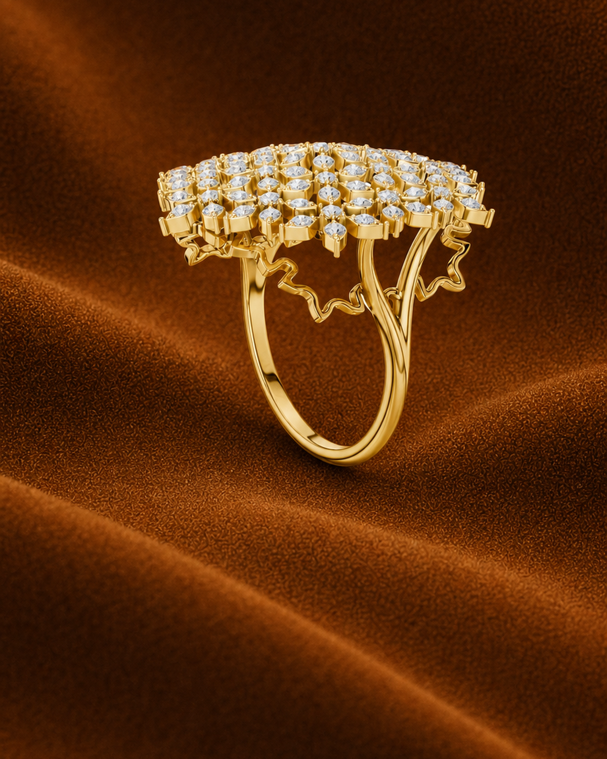 Floral Lattice Medallion Ring by MONICONIC