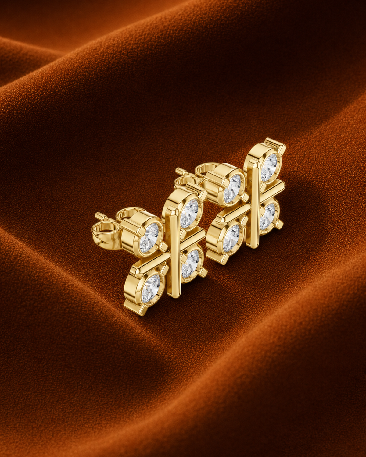 Grid Diamond Stud Earrings by MONICONIC