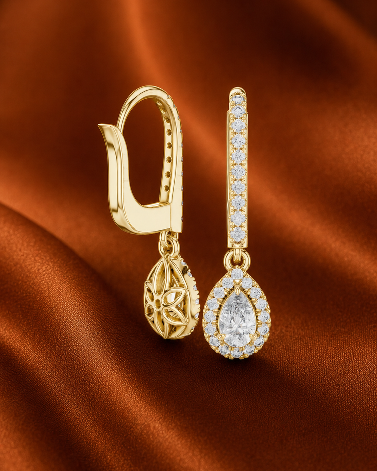 Pavé Bar Pear Drop Earrings by MONICONIC