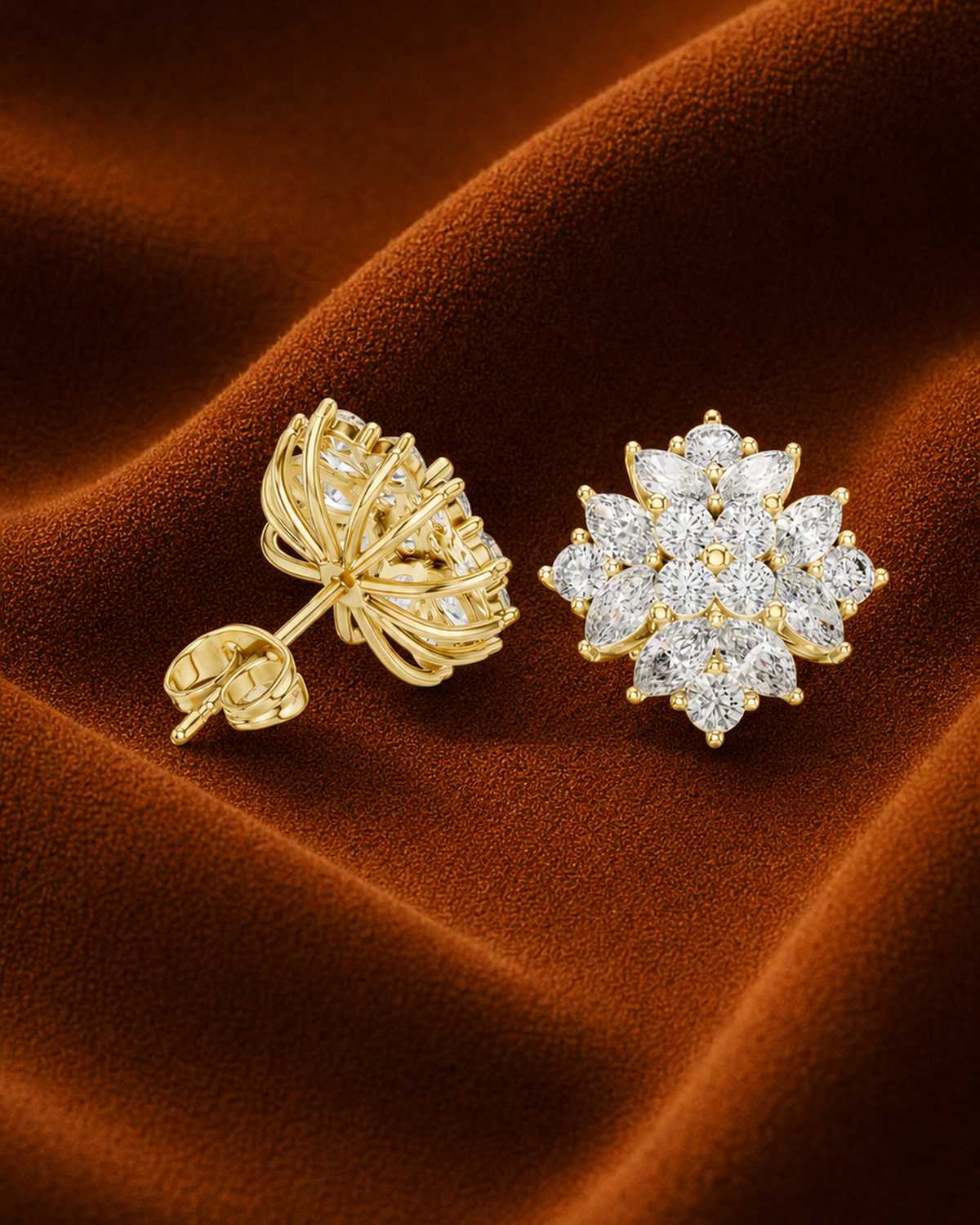 Marquise Rosette Stud Earrings by MONICONIC
