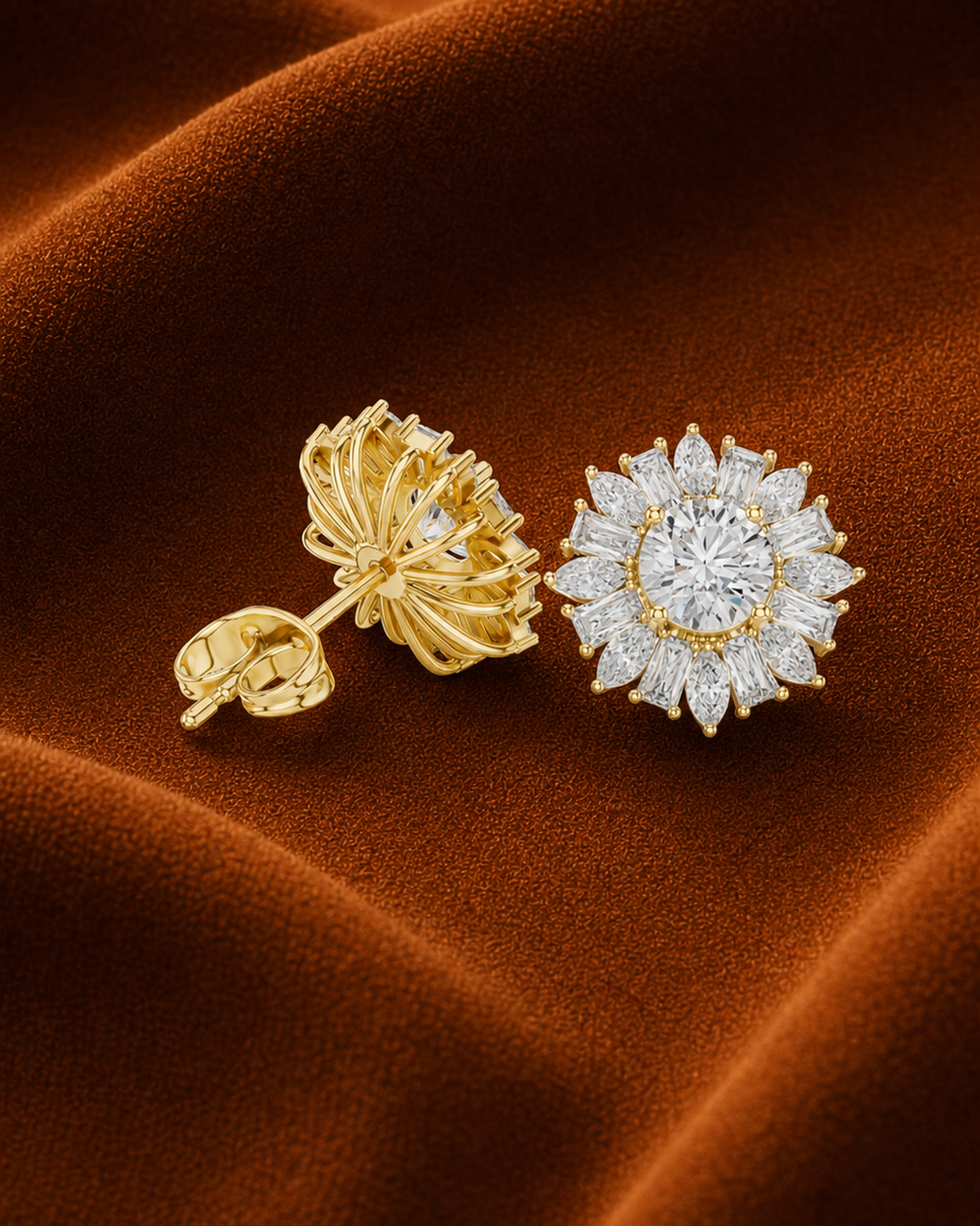 Sunburst Diamond Stud Earrings by MONICONIC