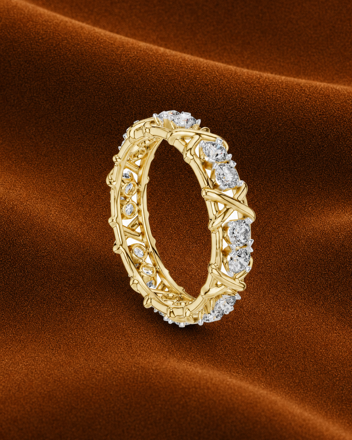 X Motif Eternity Band by MONICONIC