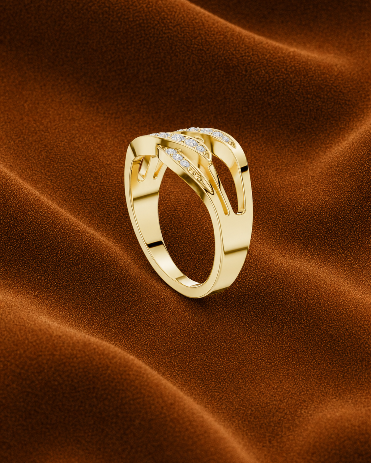 Triple Leaf Crossover Ring by MONICONIC