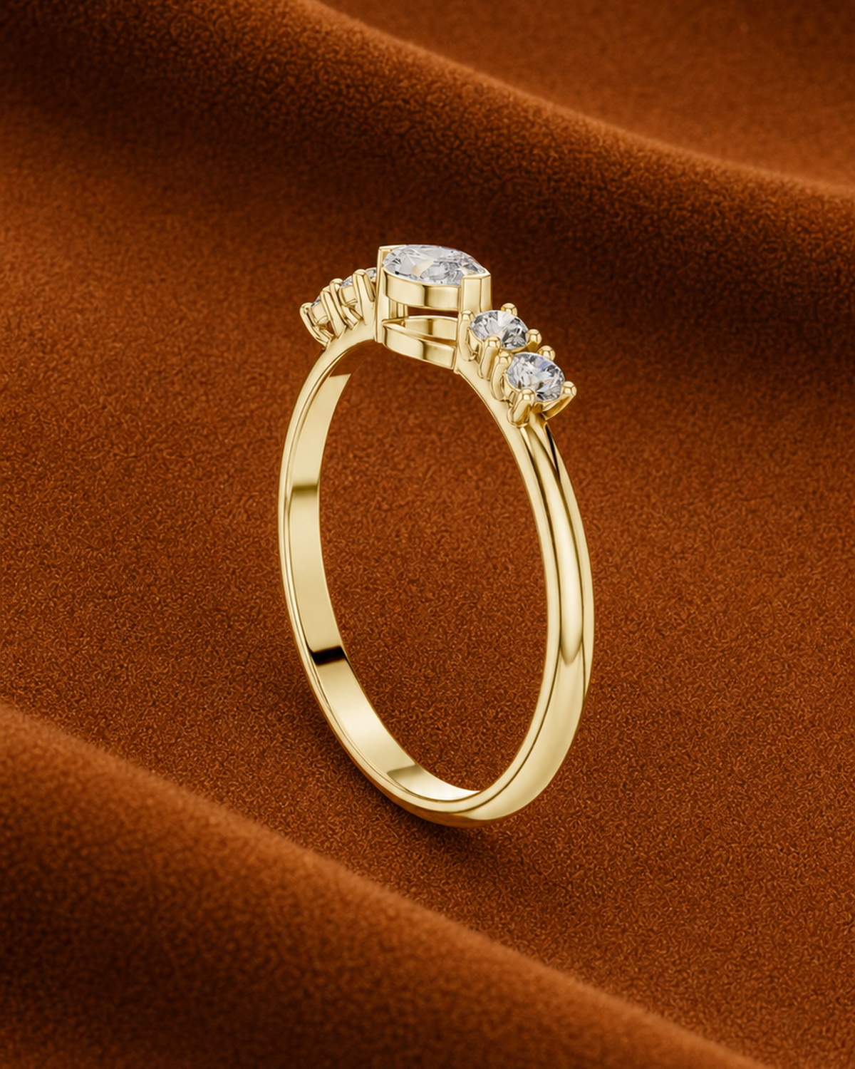 East West Marquise Five Stone Ring by MONICONIC