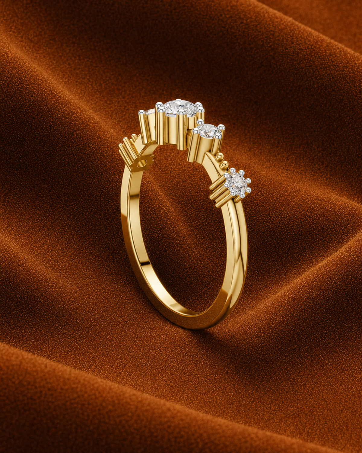Fluted Five Stone Ring by MONICONIC