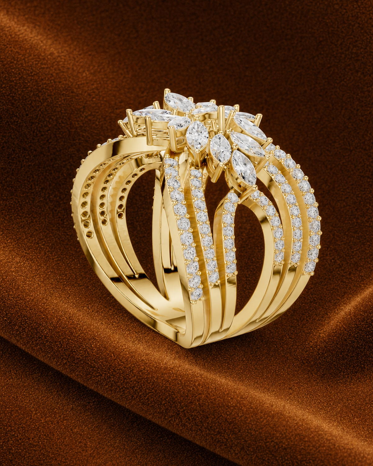 Marquise Rosette Multi-Row Ring by MONICONIC