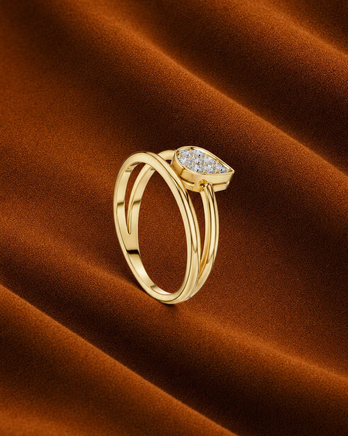 East West Pear Pavé Ring by MONICONIC