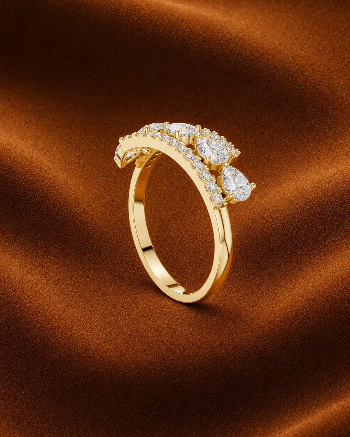 Five Pear Pavé Ring by MONICONIC