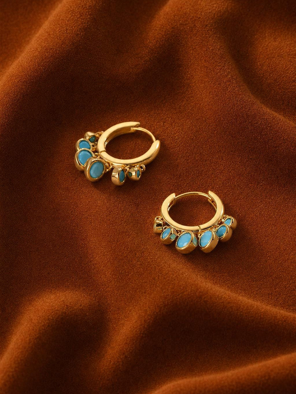 Turquoise Charm Hoop Earrings