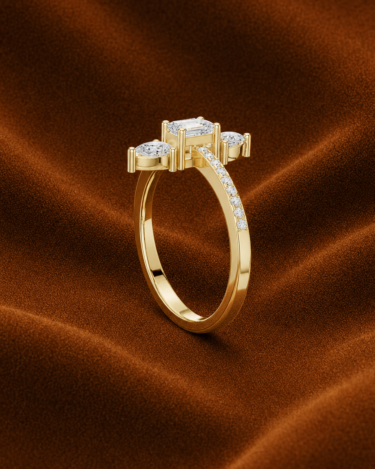 Emerald-Cut North South Ring by MONICONIC