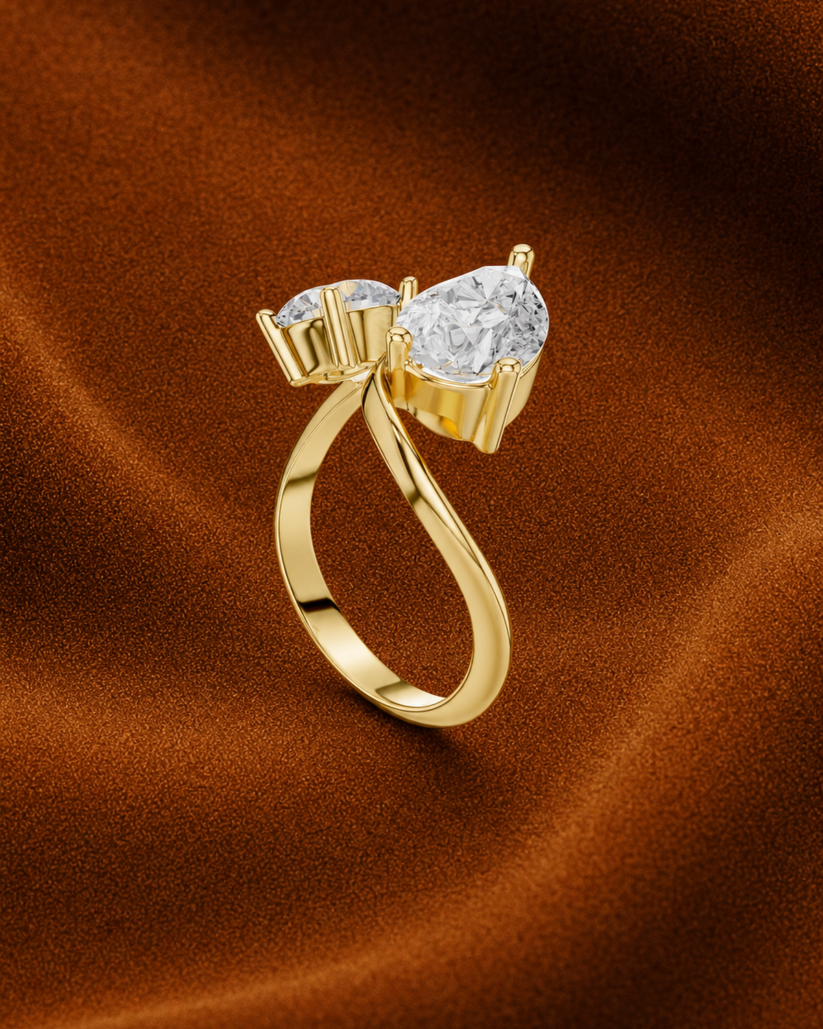 Pear Round Toi et Moi Ring by MONICONIC