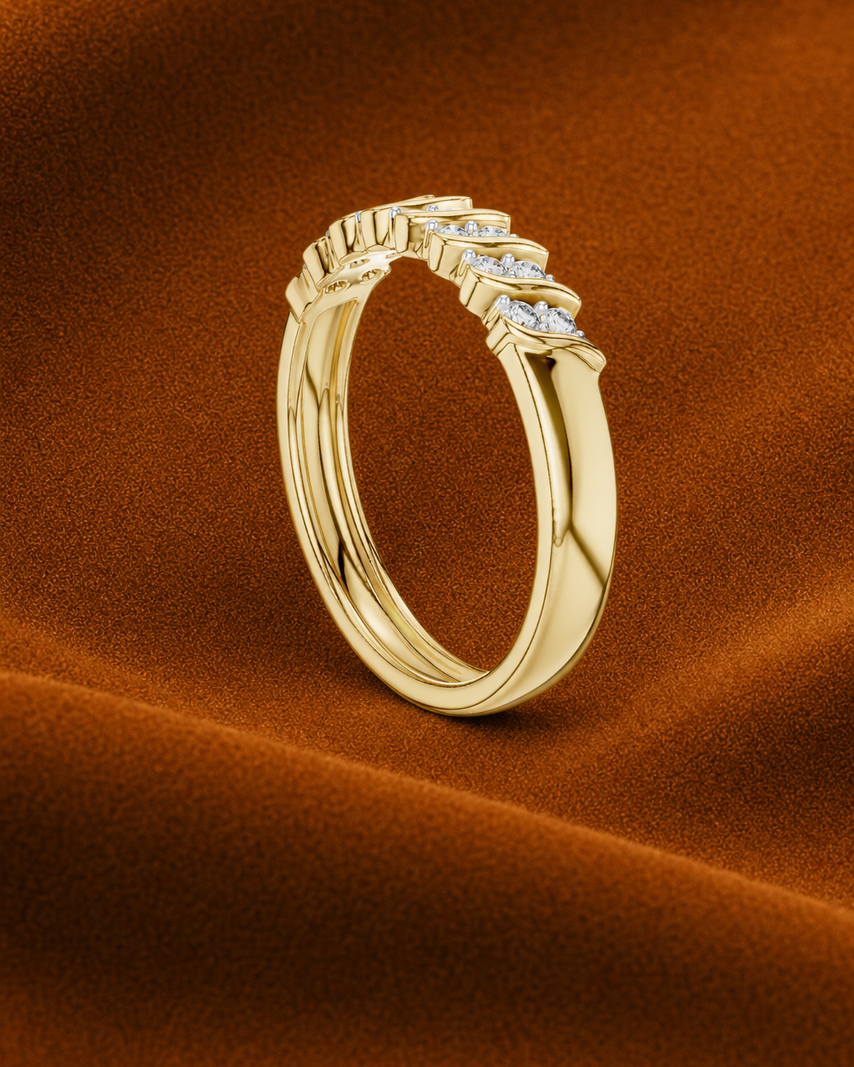 Scalloped Collet Diamond Band by MONICONIC