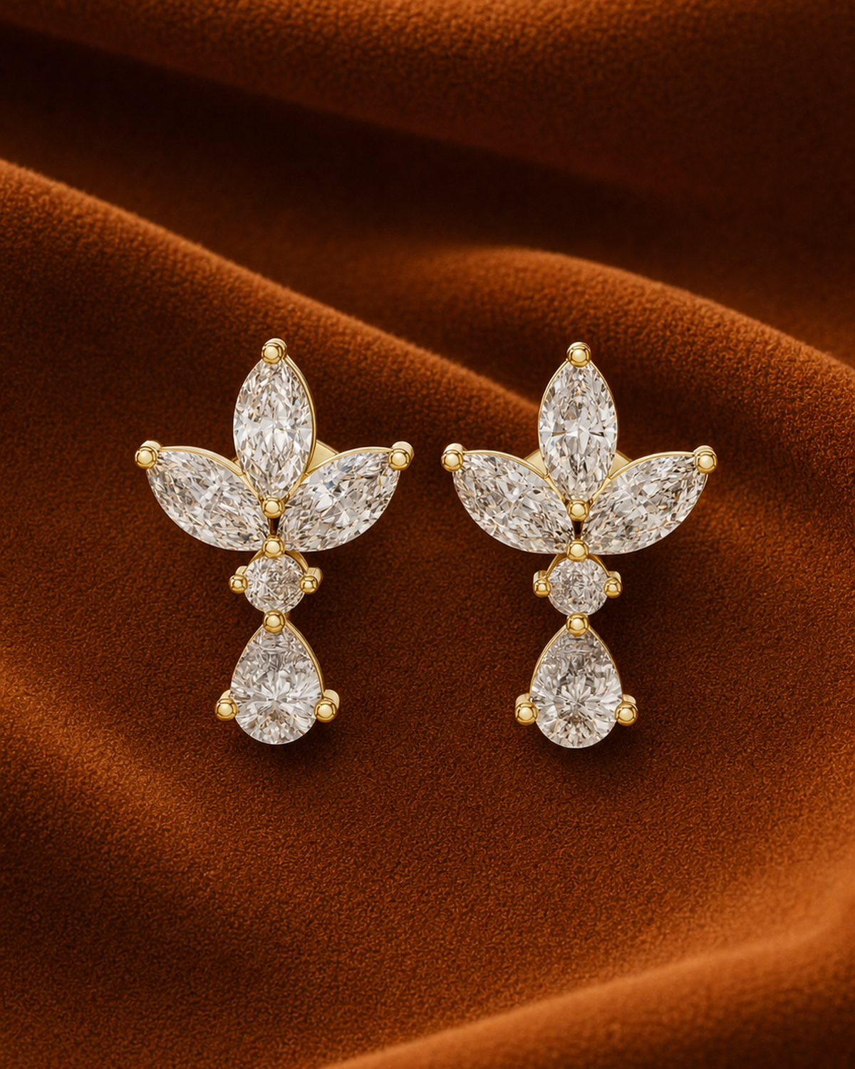 Marquise Rosette Diamond Drop Earrings by MONICONIC