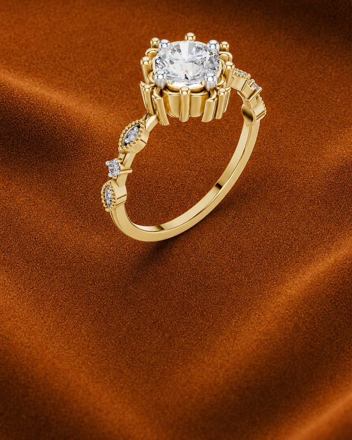 Floral Collet Solitaire Ring by MONICONIC