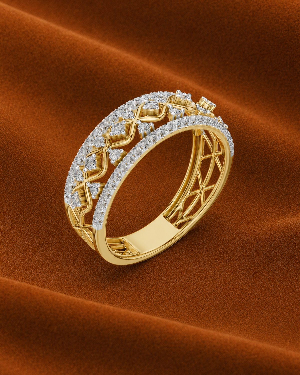 Lattice Pavé Band by MONICONIC