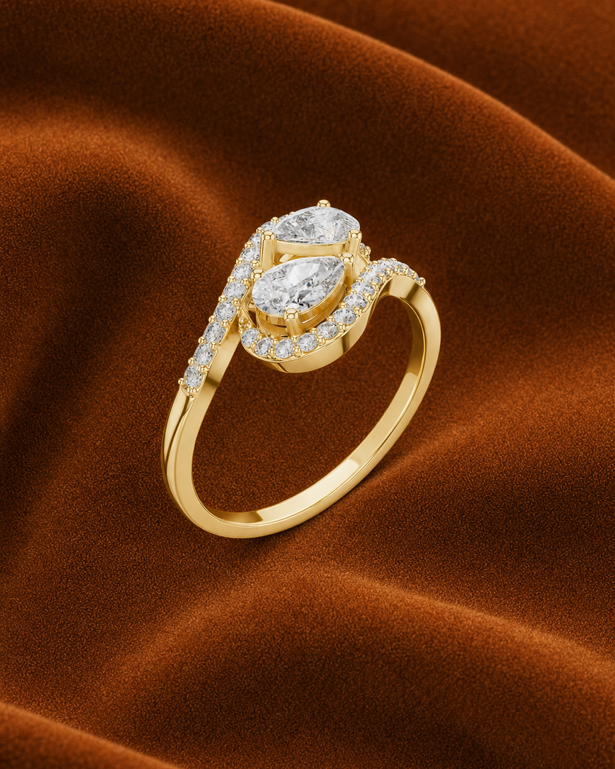 Twin Pear Bypass Ring by MONICONIC