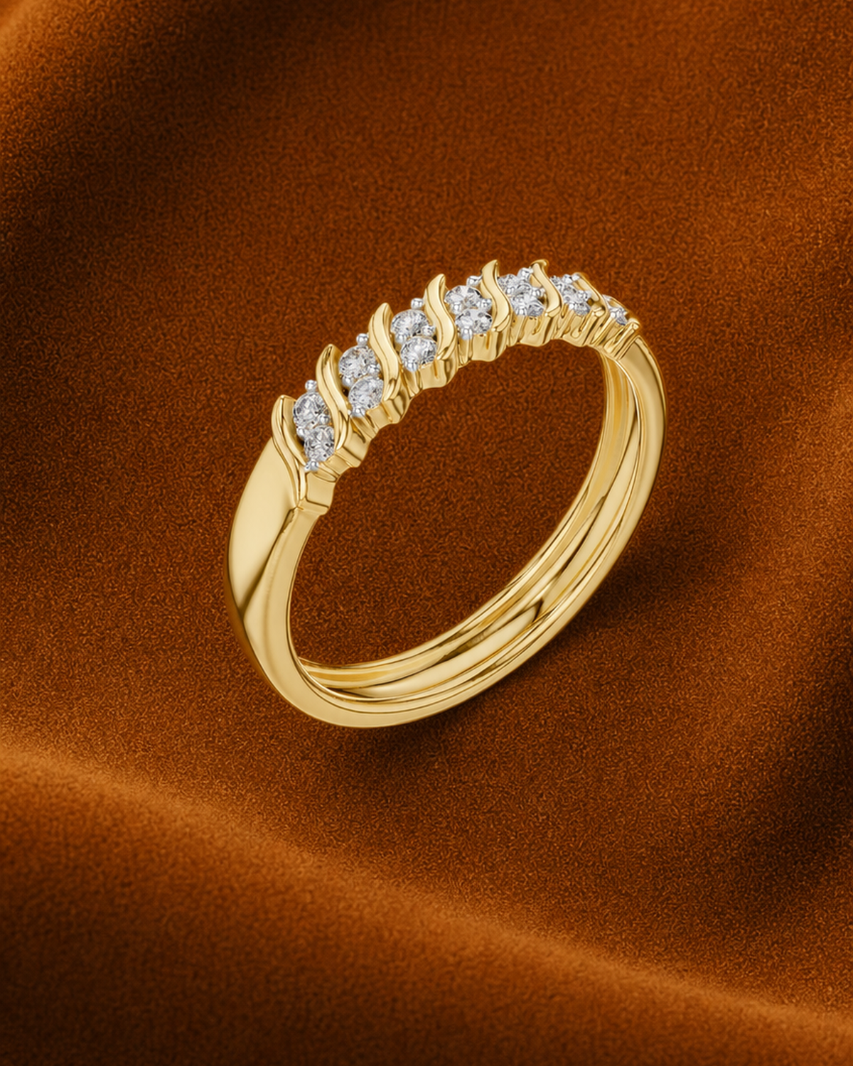 Scalloped Collet Diamond Band by MONICONIC