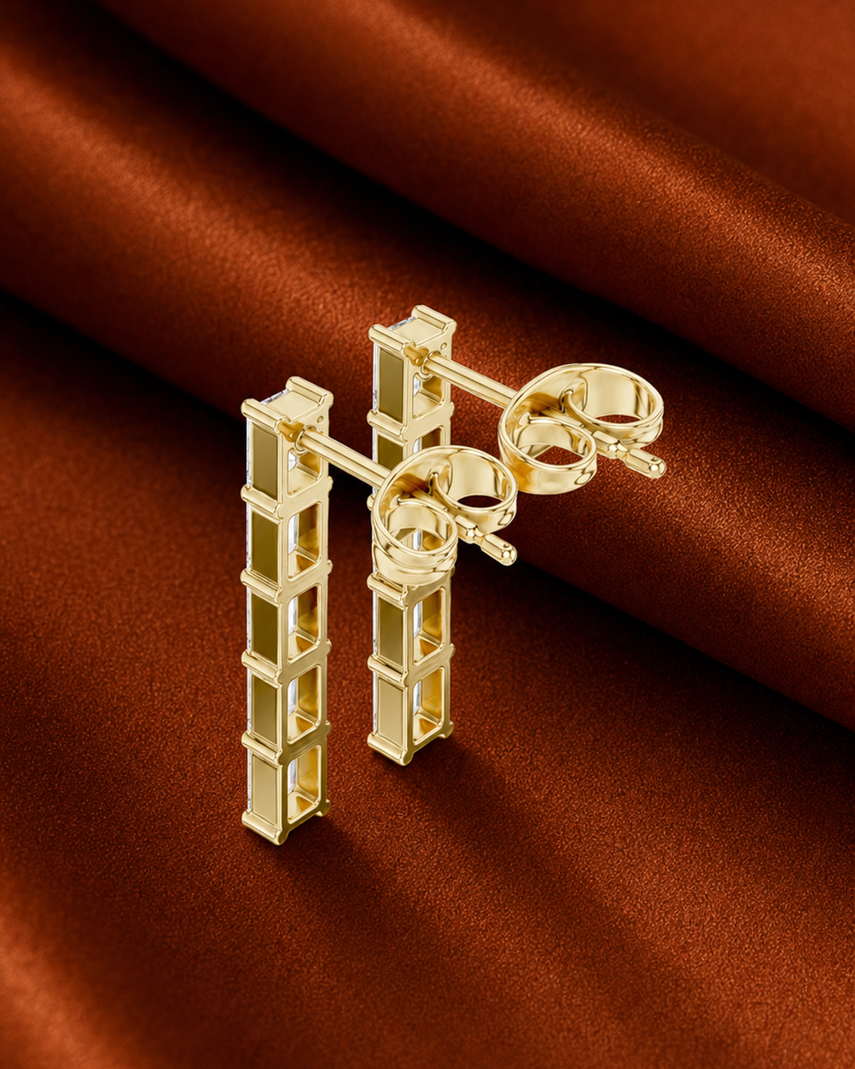 Emerald-Cut Bar Dangle Earrings by MONICONIC