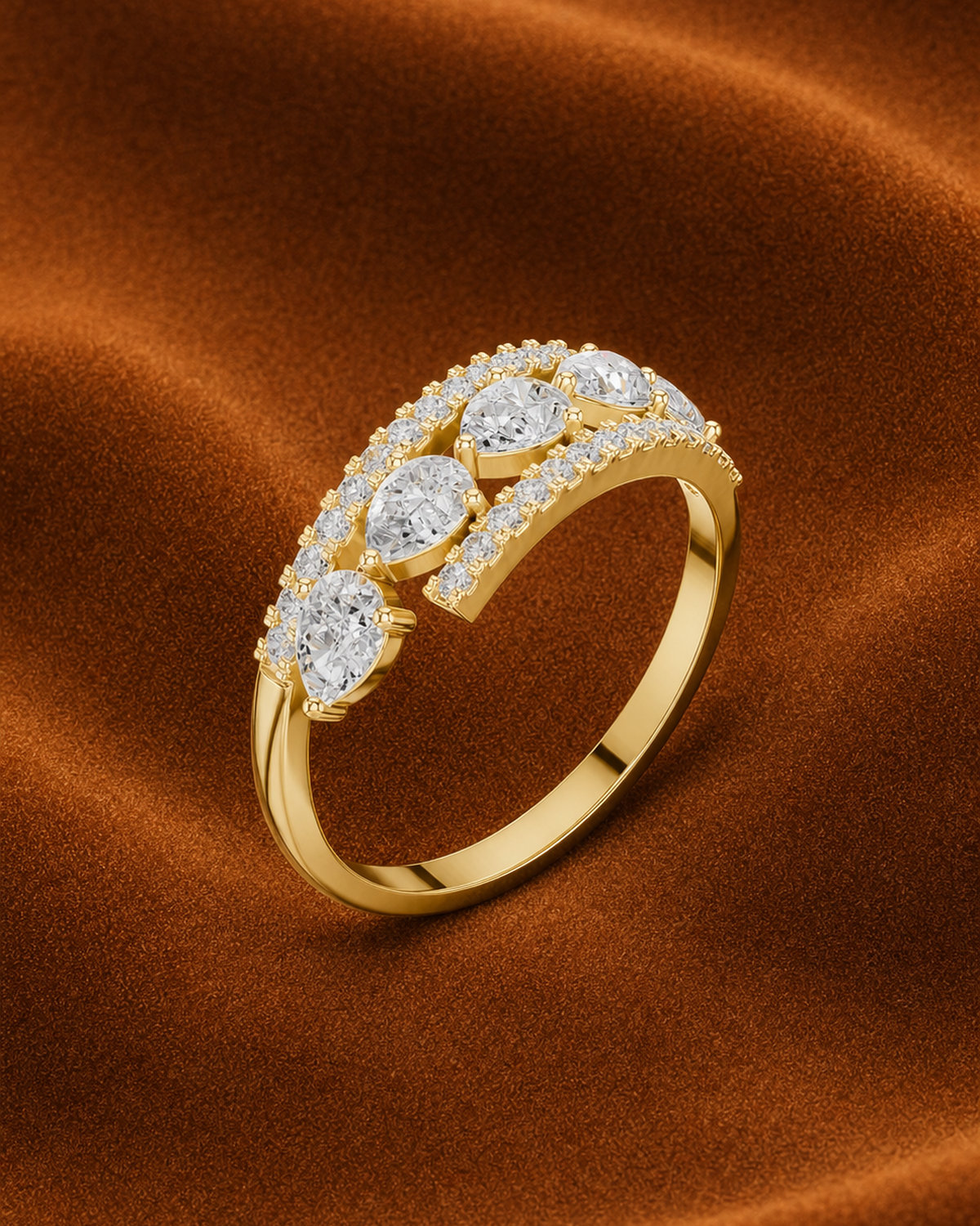 Five Pear Pavé Ring by MONICONIC