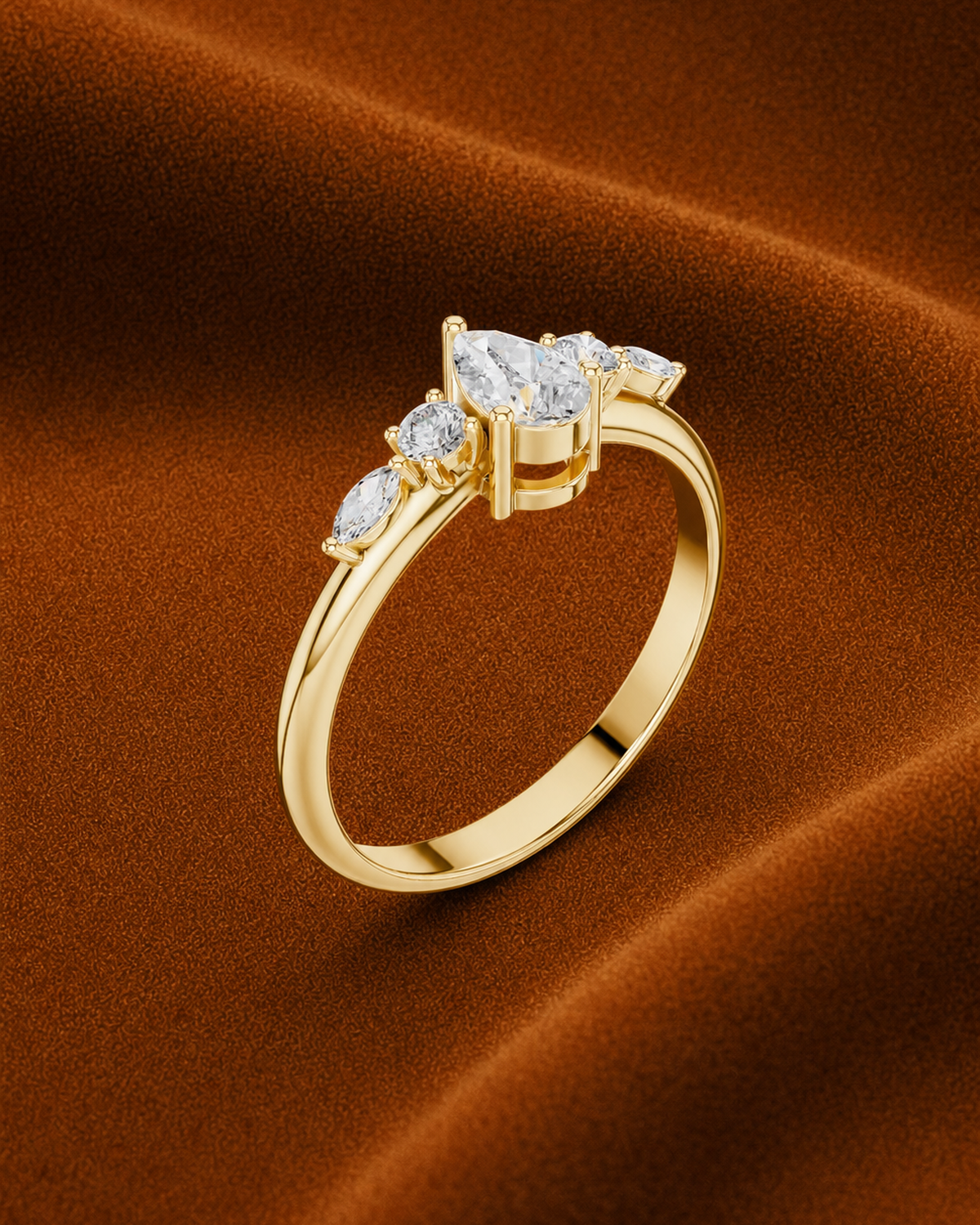 Pear Five Stone Ring by MONICONIC