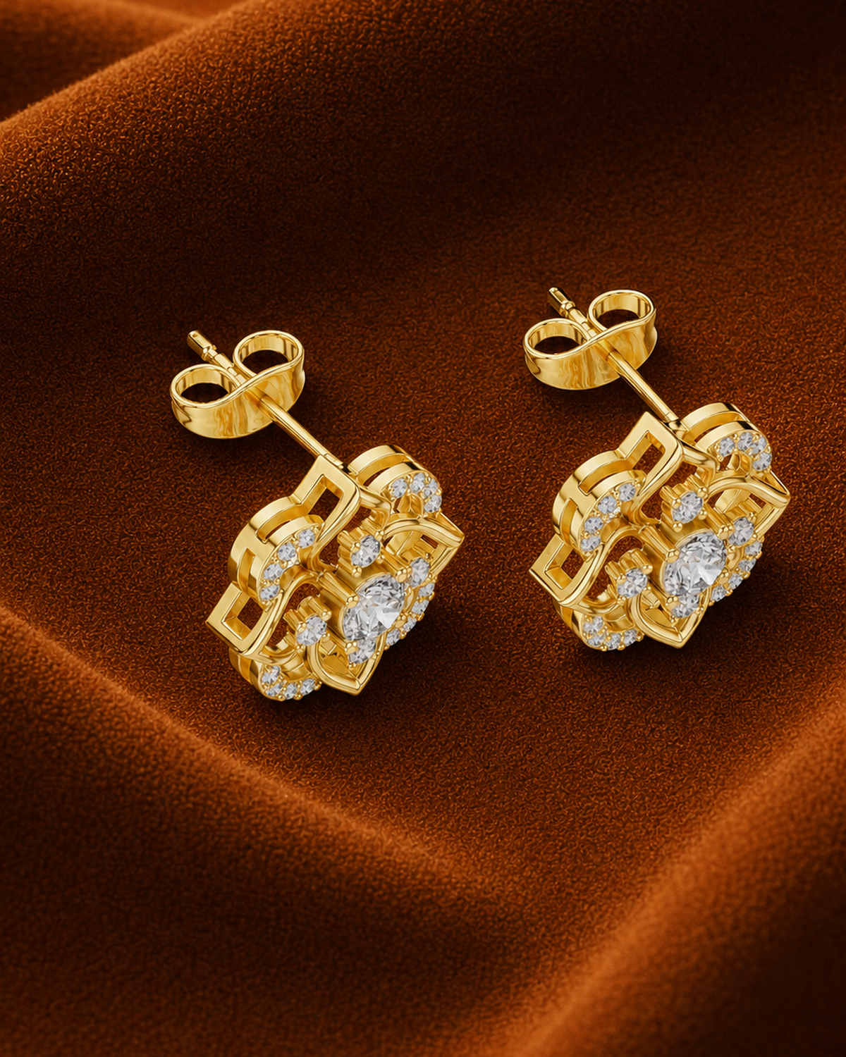 Quatrefoil Diamond Stud Earrings by MONICONIC