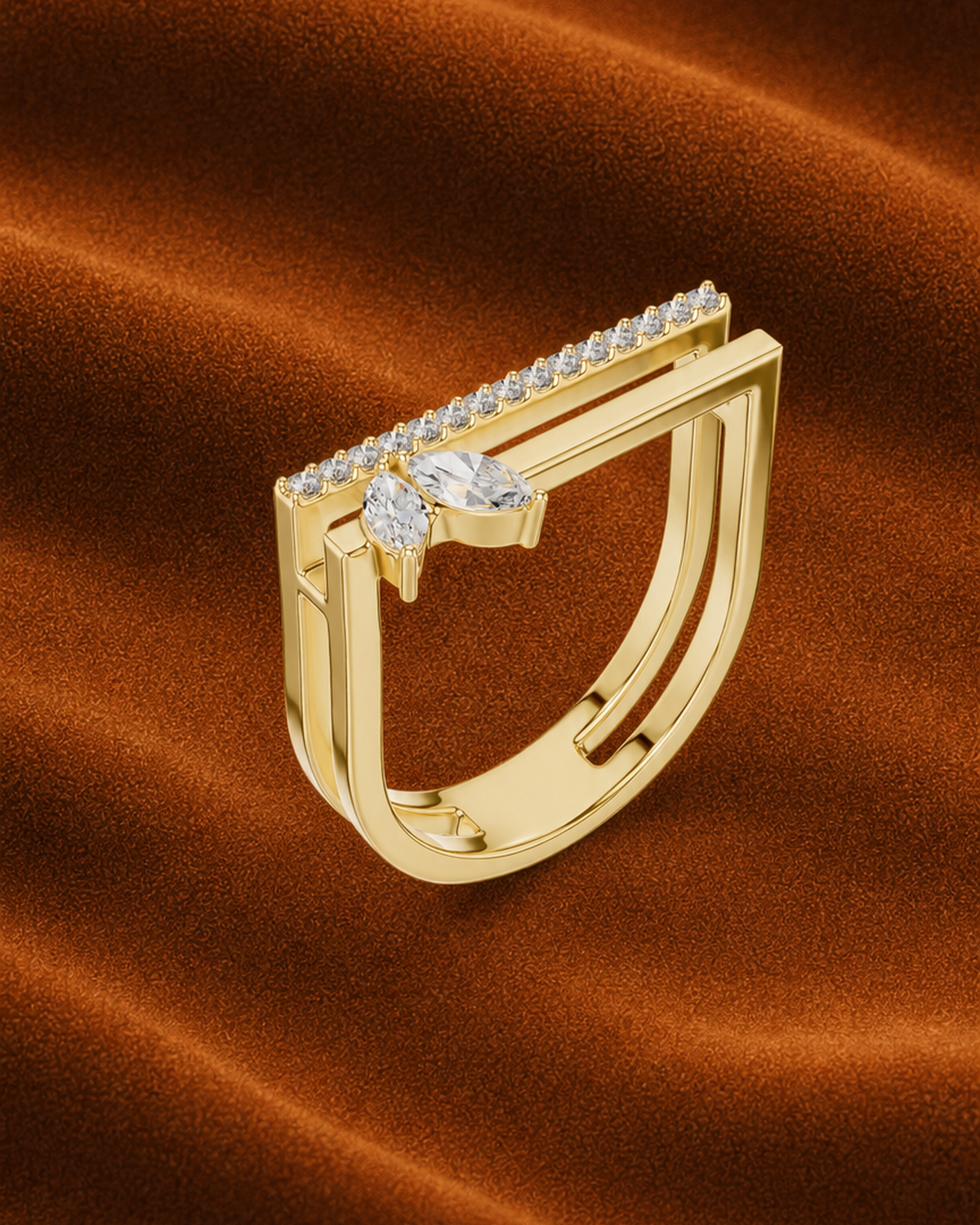 Marquise Duo Bar Ring by MONICONIC