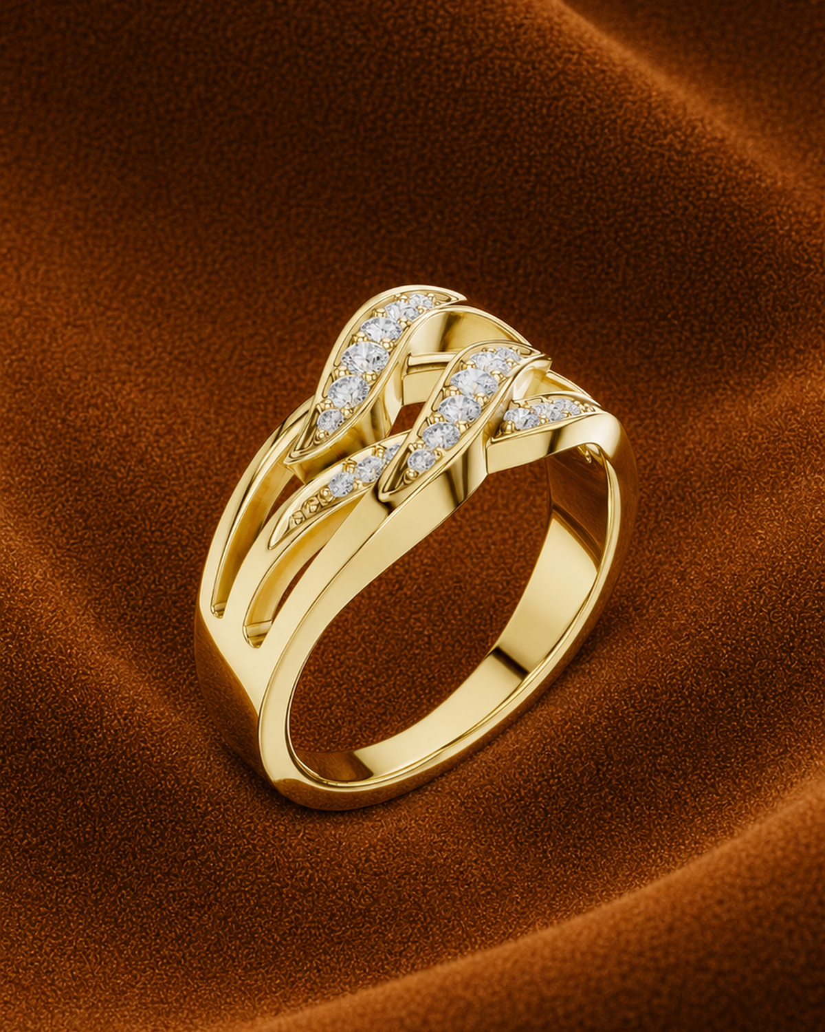 Triple Leaf Crossover Ring by MONICONIC